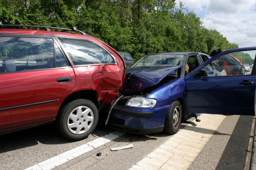 Car accident on a highway